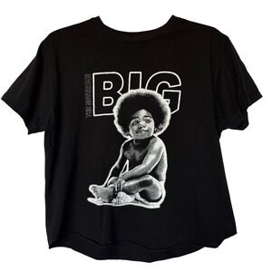 Altered Crop Notorious BIG Baby Graphic T Shirt Black Size M Hip Hop Rap Legend